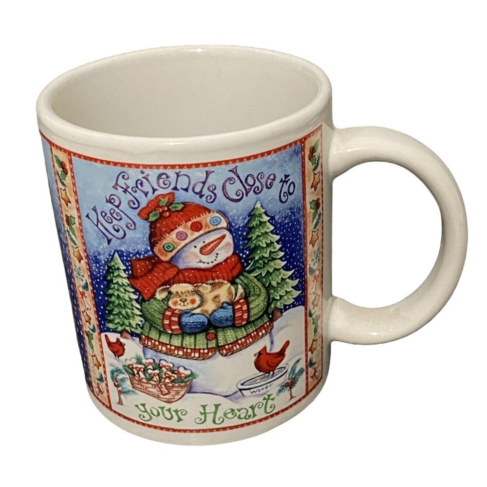 Debra Jordan Bryan Christmas Snowman Mug‎ Keep Friends Close to Your Heart Dog